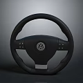Black Leather Volkswagen Steering Wheel With Control Buttons For Household Use