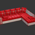 Modern Stylish L shaped Sectional Sofa With Red White Cross Pattern Cushions