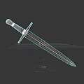 Medieval Hand Forged Metal Sword With Decorative Hilt And Sharp Blade On Dark Background