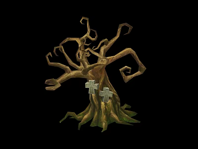 Tree House Built on Twisted Tree with Exposed Roots and Branches 3d model
