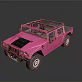 Bright Pink Off Road Convertible Vehicle With Black Roof Rack And Large Tires