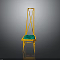 Stylish Yellow Frame Chair With Green Padded Seat For Modern Home Decor
