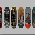 Colorful Skateboards With Various Designs And Creative Graphic Prints On
