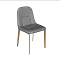 Modern Dining Chair With Light Gray Striped Fabric Square Cushion And Light Brown Wooden Legs