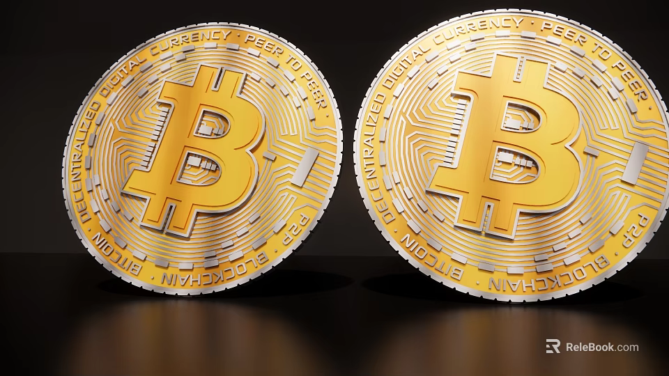 Bitcoin Pendant with Golden Symbol Silver Edge and Shiny Decorative Design 3d model 