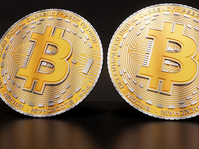Bitcoin Pendant with Golden Symbol Silver Edge and Shiny Decorative Design 3d model