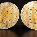 Bitcoin Pendant with Golden Symbol Silver Edge and Shiny Decorative Design