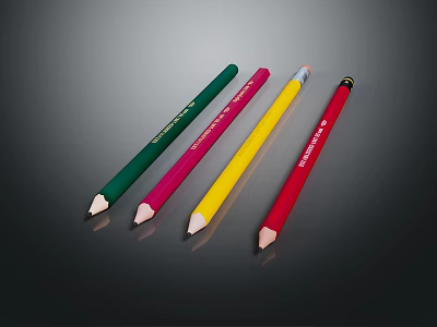 Vibrant Colored Pencils In Assorted Bright Shades Arranged For Art 3d model