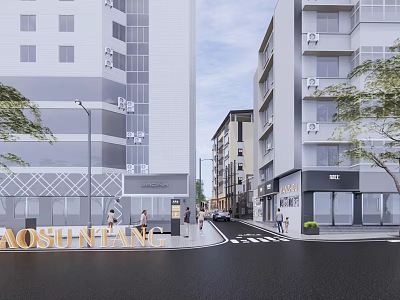 Modern Commercial Street Internet Red Commercial Street Old Street Landscape 3d model