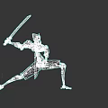 Game Movie Robot Warrior Character Holding Sword In Dynamic Battle Stance 3D Render