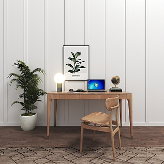 Nordic desk and chair combination 3d model