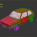 Red Classic Volkswagen Hatchback Car With Glossy Finish On Dark Background