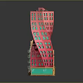 Colorful Modern Building Models With Twisted Structure Multiple Floors And Bright Windows