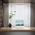 Modern Minimalist Window Curtains With Sheer Panels Drapes Green Plant And Outside View
