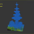 Detailed Small Decorative Multi Tiered Garden Fountain Model With Green Grass Landscape Base