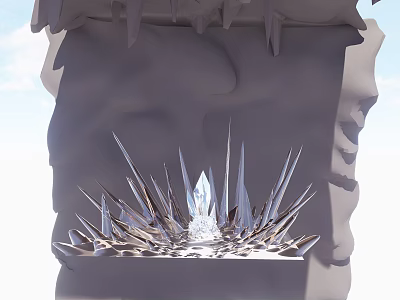 Ice Sculpture Photo Spot With Hanging Ice Spikes Ice Wall And Crown 3d model