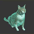Ginger and White Domestic Cat Wearing Collar Sitting Upright on Dark Background 3d model