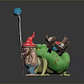 Cartoon Characters With Frog Creature And Mushroom Hat Figure