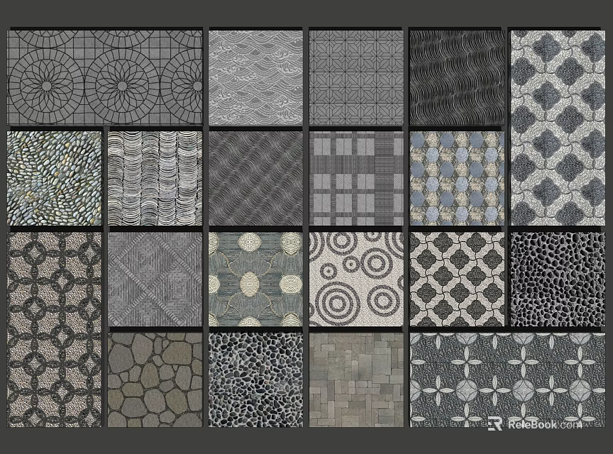 Diverse Garden Path Paving With Various Decorative Patterns And Designs 3d model