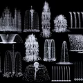 Various Decorative Fountain Designs With Different Water Spray Patterns And Structures 3d model