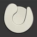 Minimalist White U Shaped Object Featuring Grid Pattern In Center And Smooth Surface