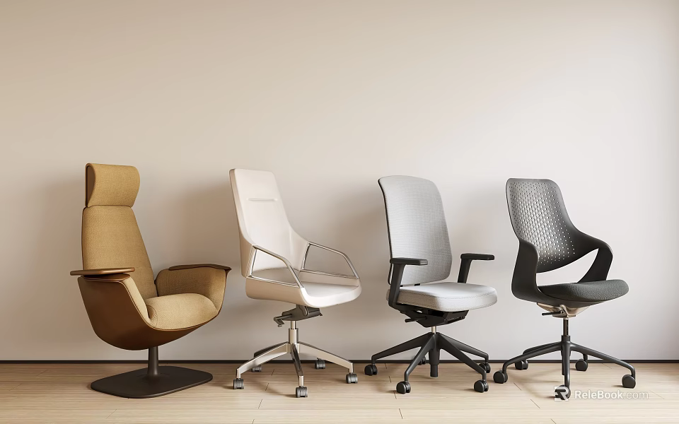 Various Office Chairs With Different Designs And Ergonomic Features For Modern Workspace 3d model