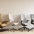 Various Office Chairs With Different Designs And Ergonomic Features For Modern Workspace 3d model