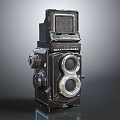 Vintage Rolleiflex Twin Lens Reflex Camera With Classic Black Body And Metal Parts