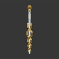 Ornamental Weapon Design With Golden Serpent Coiled Scepter And White Wings