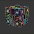 Modern Futuristic Modular Cube Structure With Black Metallic Frames And Small Windows 3d model