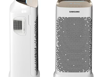 Smart Samsung Air Purifiers With Two Units White Mesh Panel Design 3d model