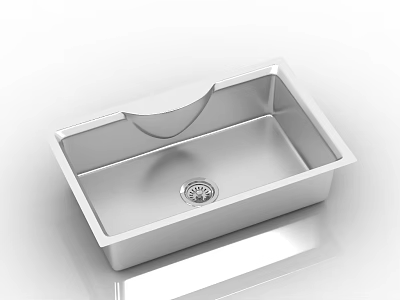 Modern Stainless Steel Single Bowl Kitchen Sink With Smooth Surface Drain 3d model
