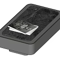 Modern Coffee Table with Marble Surface Gray Base and Magazines on Top 3d model
