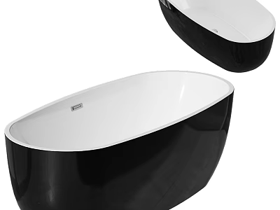 Modern Freestanding Bathtub with Black Exterior White Interior and Smooth Oval Shape Design 3d model