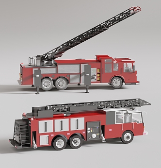 Fire truck rescue truck ladder truck motor vehicle 3d model