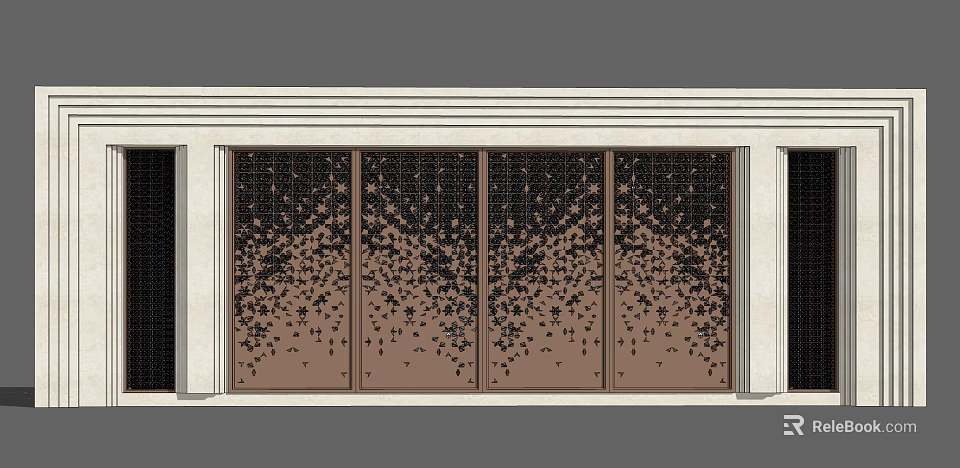 Modern Feature Wall Design With Brown Panels And Black Dot Patterns In Light Frame 3d model 