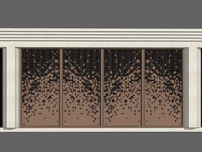 Modern Feature Wall Design With Brown Panels And Black Dot Patterns In Light Frame 3d model