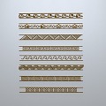 Chinese-style window grilles line silhouette pane window sill border engraved window edge strip construction 3d model