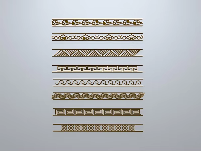 Chinese-style window grilles line silhouette pane window sill border engraved window edge strip construction 3d model