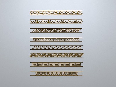 Chinese-style window grilles line silhouette pane window sill border engraved window edge strip construction 3d model