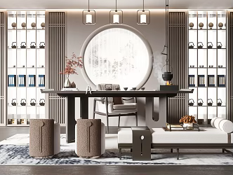New Chinese Tea Table and Chair 3d model