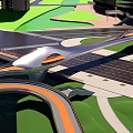 Modern Bridge With Curved Structure Connecting Urban Roads And Green Areas