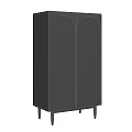 Modern Storage Cabinet With White Double Doors Wooden Side Panels And Legs