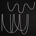 Elegant Modern White Chandelier with Curved Lines and Multiple Hanging Cords Design