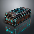 Retro Futuristic Household Storage Case Featuring Glowing Blue Accents Digital Control Panel And Metal Design
