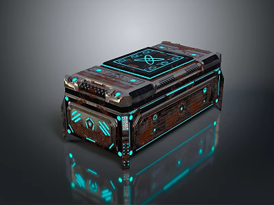 Retro Futuristic Household Storage Case Featuring Glowing Blue Accents Digital Control Panel And Metal Design 3d model