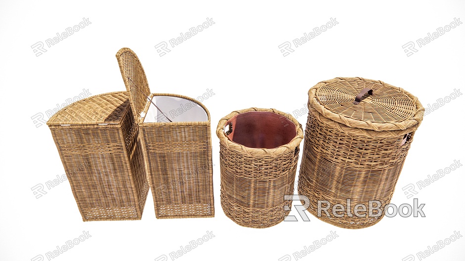 Modern Storage Basket Rattan Rattan Art Storage Basket Combination Dirty Clothes Basket Clothes Bamboo Storage Basket Basket Combination model