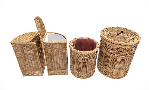 Modern Storage Basket Rattan Art Storage Basket Combination Dirty Clothes Basket Clothes Bamboo Storage Basket Combination 3d model