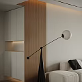 Modern Living Dining Room Interior With White Sofa Round Coffee Table Floor Lamp And Curtains