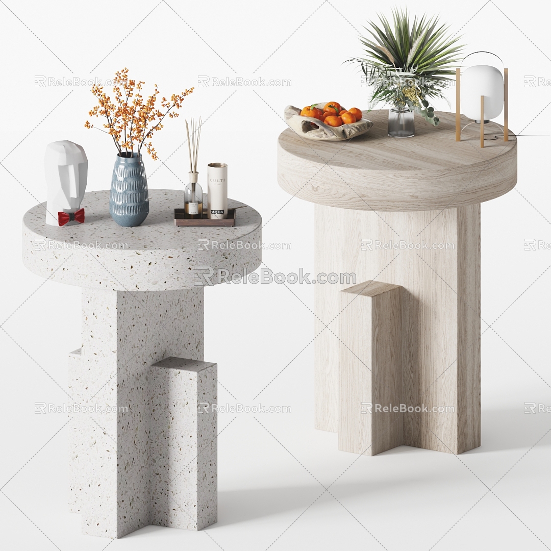 Modern round terrazzo side corner 3d model